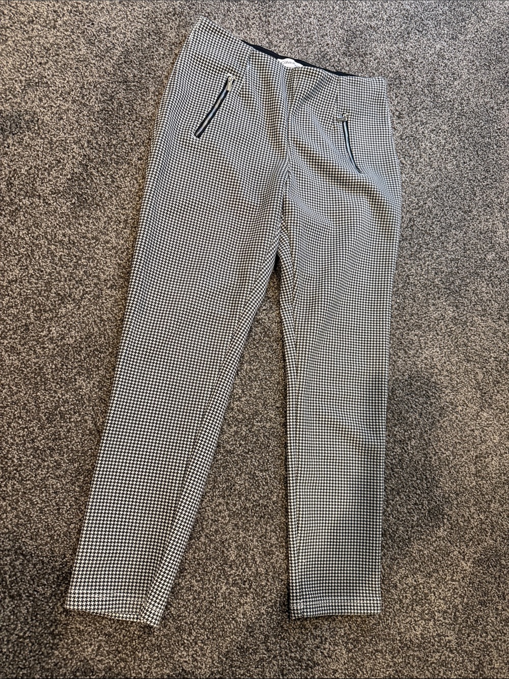 Calvin Klein Black & White Houndstooth Slim Pants